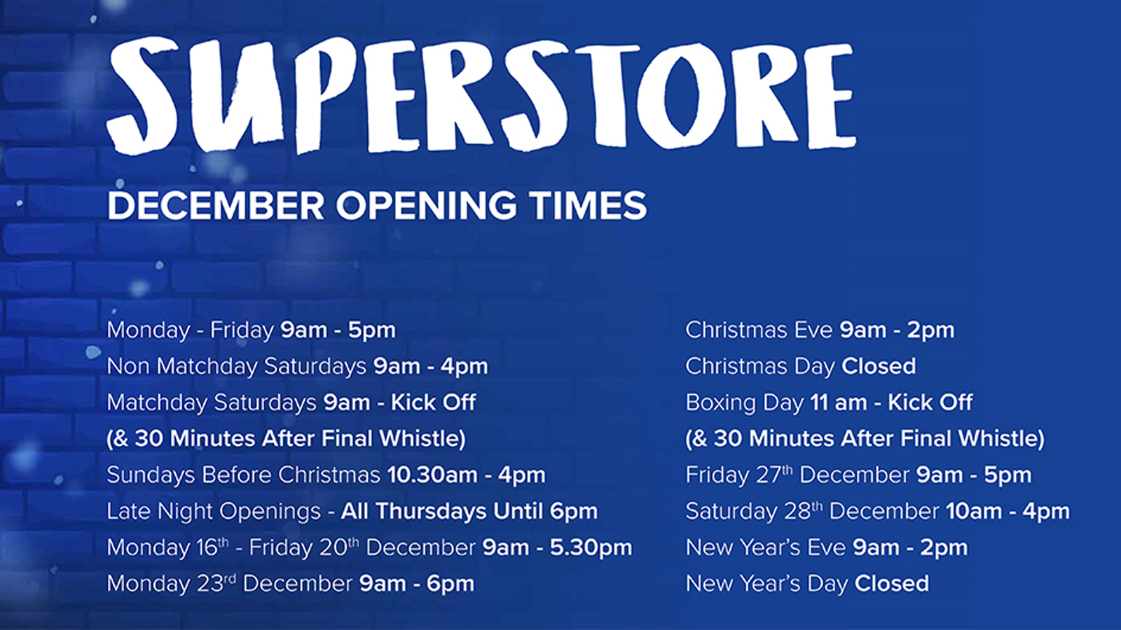 Cardiff City FC Store, Bank Holiday weekend opening times